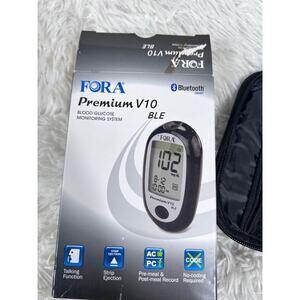 FORA Premium V10 BLE Blood Glucose Monitor Silver Bluetooth Talking System